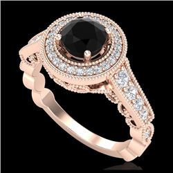 1.51 ctw Fancy Black Diamond Art Deco Stud Earrings 18K Yellow Gold