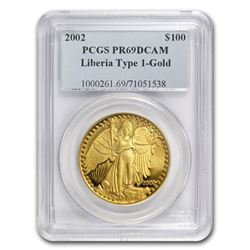2002 Liberia Proof Gold 100 Dollars PR-69 PCGS