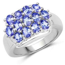 2.21 Carat Genuine Tanzanite .925 Sterling Silver Ring (size 7)