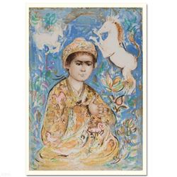 "Little Rajah and the Unicorns" Limited Edition Lithograph by Edna Hibel (1917-2014), Numbered and H