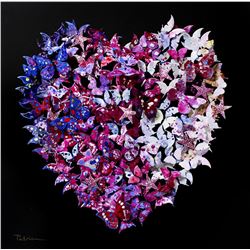 Patricia Govezensky- Original 3D Metal Art on Wood "Heart"