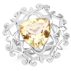 5.71 Carat Genuine Citrine .925 Sterling Silver Ring (size 7)