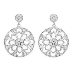 0.60 Carat Genuine White Diamond .925 Sterling Silver Earrings