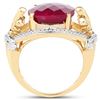Image 2 : 14K Yellow Gold Plated 12.15 Carat Dyed Ruby .925 Sterling Silver Ring (size 7)