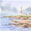 Image 2 : Martin Goode (1932-2002), "Portland Bill Lighthouse, Dorset" Framed Original Watercolor Painting, Ha