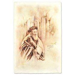 Brachi Horen, "Ashrey Ha'ish" Hand-Embellished Mixed Media with Goldleaf, Hand Signed with Certifica