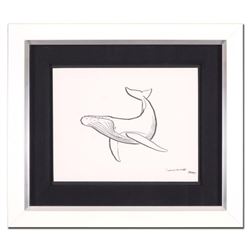 Wyland, "Humpback Whale" Framed Original Sketch, Hand Signed with Certificate of Authenticity.