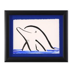 Wyland - "Dolphin" Framed Original Watercolor Painting, Hand Signed with Certificate of Authenticity
