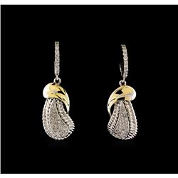 0.62 ctw Diamond Earrings - 14KT White and Yellow Gold