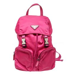 Prada Pink Nylon Buckle Backpack