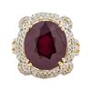 Image 2 : 13.90 ctw Ruby and Diamond Ring - 14KT Yellow Gold