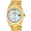 Image 2 : Rolex Mens 18K Yellow Gold Mother Of Pearl Diamond Quickset President Wristwatch