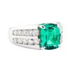 Image 1 : 4.25 ctw Lab Created Emerald And Diamond Ring - 18KT White Gold