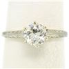 Image 1 : Etched 14k TT Gold .80 ctw European Cut Diamond Solitaire Engagement Ring