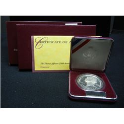 1993 United States Thomas Jefferson 250th Anniversary Proof Silver Dollar w/ Original Packaging