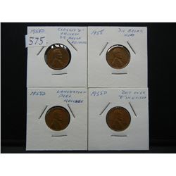 (3) 1958D (1) 1958 Wheat Cent Minor Mint Errors Part of a Large Collection of Errors