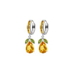 Genuine 14.3 ctw Peridot & Citrine Earrings 14KT White Gold - REF-82R9P