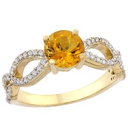 1 CTW Citrine & Diamond Ring 10K Yellow Gold - REF-49N6Y