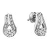 Image 1 : Diamond Flower Cluster Teardrop Earrings 1/4 Cttw 14kt White Gold
