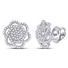Image 1 : Diamond Pinwheel Cluster Earrings 3/8 Cttw 10kt White Gold