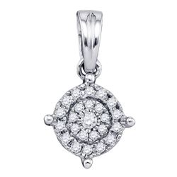 Diamond Circle Frame Cluster Pendant 1/6 Cttw 10kt White Gold