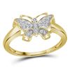 Image 1 : Diamond Butterfly Bug Cluster Ring 1/12 Cttw 10kt Yellow Gold