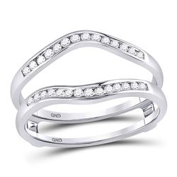 Diamond Ring Guard Wrap Solitaire Enhancer 1/4 Cttw 14kt White Gold