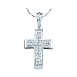 Diamond Cross Religious Pendant 1/8 Cttw 10kt White Gold