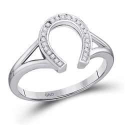 Diamond Lucky Horseshoe Ring 1/12 Cttw 10kt White Gold