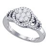Image 1 : Diamond Cluster Ring 3/4 Cttw 10kt White Gold