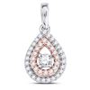 Image 1 : Diamond Teardrop Solitaire Pendant 1/4 Cttw 10kt Two-tone Gold