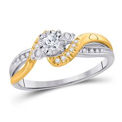 Diamond 3-stone Bridal Wedding Engagement Ring 1/4 Cttw 14kt Two-tone Gold