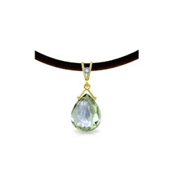 Genuine 6.51 ctw Green Amethyst & Diamond Necklace 14KT Yellow Gold - REF-26A9K