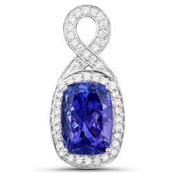 8.07 ctw Tanzanite & Diamond Pendant 14K White Gold - REF-653Y2N