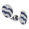 Image 1 : Round Blue Color Enhanced Diamond Cluster Earrings 1/5 Cttw 10kt White Gold
