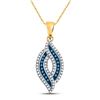 Image 1 : Round Blue Color Enhanced Diamond Oval Frame Pendant 1/3 Cttw 10kt Yellow Gold