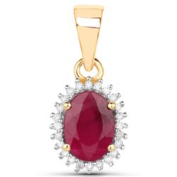 1.06 ctw Ruby & White Diamond Pendant 14K Yellow Gold - REF-38F2W