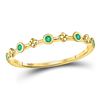 Image 1 : Round Emerald Dot Flower Stackable Band Ring 1/12 Cttw 10kt Yellow Gold