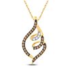 Image 1 : Round Brown Diamond Curled Pigtail Pendant 1/3 Cttw 10kt Yellow Gold