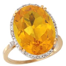 13.71 CTW Citrine & Diamond Ring 14K Yellow Gold - REF-59W4F