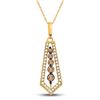 Image 1 : Round Brown Diamond Vertical Journey Pendant 1/2 Cttw 14kt Yellow Gold