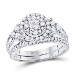 Diamond Bridal Wedding Engagement Ring Band Set 1.00 Cttw 14kt White Gold