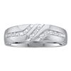 Image 1 : Mens Round Channel-set Diamond Triple Row Wedding Band Ring 1/8 Cttw 10kt White Gold