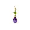 Image 1 : Genuine 2 ctw Amethyst & Peridot Necklace 14KT Yellow Gold - REF-24Y3F