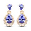 Image 1 : 1.12 ctw Tanzanite & Diamond Earrings 14K Yellow Gold - REF-34W6M