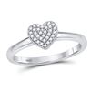 Image 1 : Diamond Heart Cluster Ring 1/10 Cttw 10kt White Gold