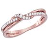 Image 1 : Diamond Crossover Stackable Band Ring 1/6 Cttw 14kt Rose Gold