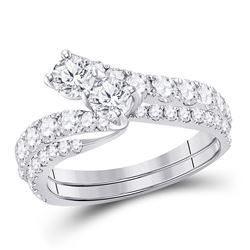 Diamond Bridal Wedding Engagement Ring Band Set 1-1/2 Cttw 14kt White Gold