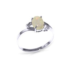 Genuine 0.45 ctw Opal Ring 14KT White Gold - REF-21T9A