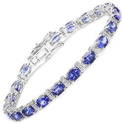 9.43 ctw Tanzanite & Diamond Bracelet 14K White Gold - REF-154F2W